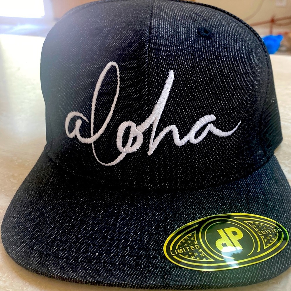 Aloha Hawaii Hat SnapBack Black Unisex one size